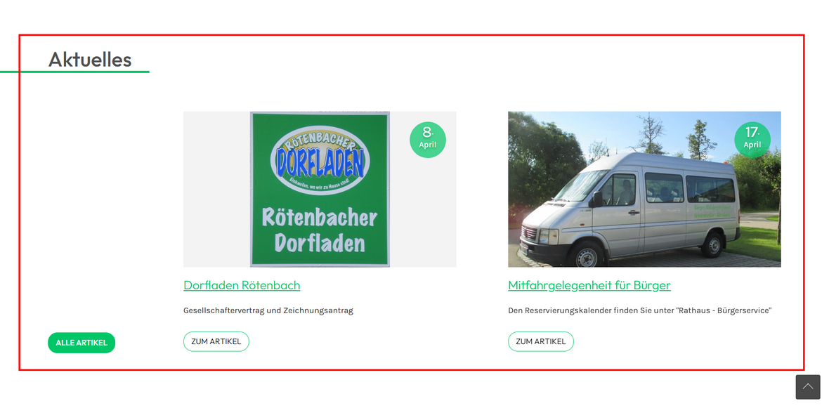 Aktuelles auf der Startseite